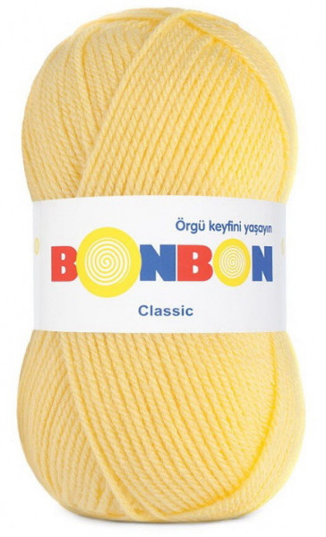 Fir de tricotat sau crosetat - Fire tip mohair din acril BONBON CLASIC GALBEN 98210