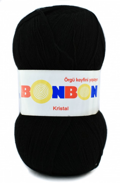 Fir de tricotat sau crosetat - Fire tip mohair din acril BONBON KRISTAL NEGRU 98206