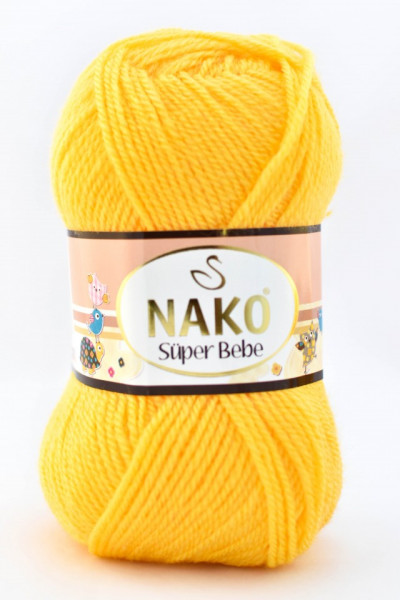 Fir de tricotat sau crosetat - Fire tip mohair din acril Nako SUPER BEBE GALBEN 184