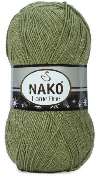 Fir de tricotat sau crosetat - Fire tip mohair din acril si poliester metalic NAKO LAME FINE KAKI COD 268
