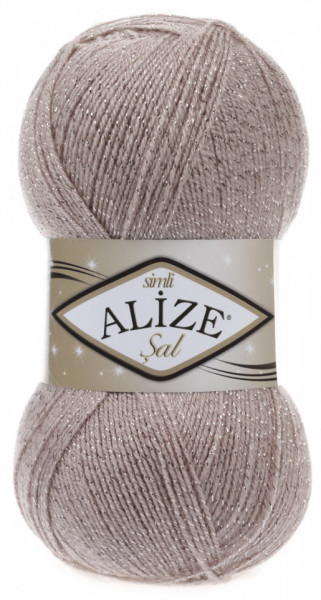 Fir de tricotat sau crosetat - Fire tip mohair din acril si poliester metalic ALIZE SAL SIMLI BEJ COD 541