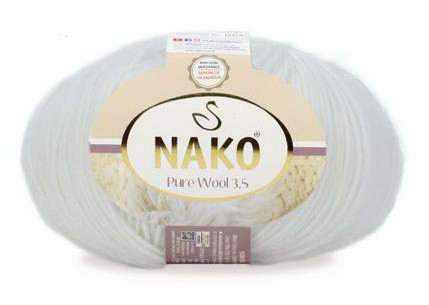Fir de tricotat sau crosetat - Fire tip mohair din lana 100% Nako PURE WOOL 3.5 ALB 208