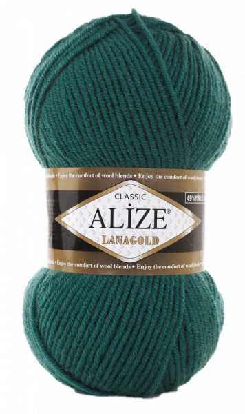 Fir de tricotat sau crosetat - Fire tip mohair din lana 49% si acril 51% Alize Lanagold Verde 507