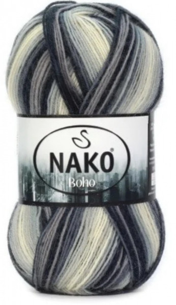 Fir de tricotat sau crosetat - Fire tip mohair din lana si polyamida Nako BOHO mix 82449