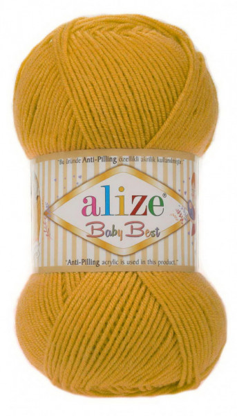 Fir de tricotat sau crosetat - Fire amestec acril anti pilling + bambus ALIZE BABY BEST GALBEN 281