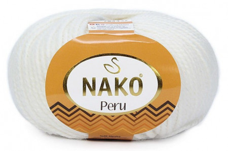 Fir de tricotat sau crosetat - Fire din amestec alpaca, lana si acril Nako Peru - ALB COD 208