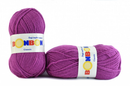 Fir de tricotat sau crosetat - Fire tip mohair din acril BONBON CLASIC MOV 98402 - Img 2