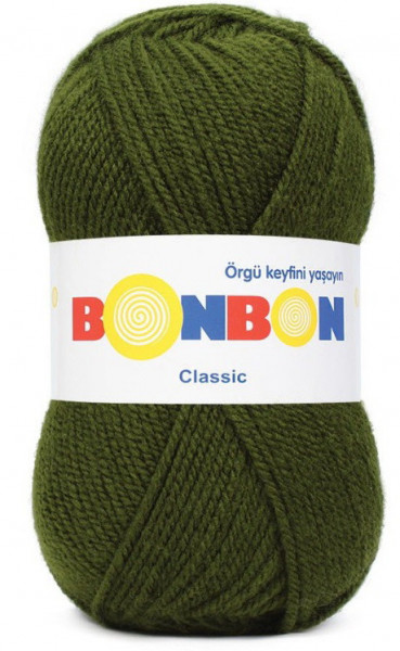 Fir de tricotat sau crosetat - Fire tip mohair din acril BONBON CLASIC KAKI COD 98686
