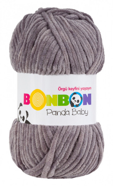 Fir de tricotat sau crosetat - Fire tip mohair din acril NAKO BONBON PANDA BABY GRI 3095