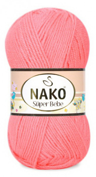 Fir de tricotat sau crosetat - Fire tip mohair din acril Nako SUPER BEBE CORAI NEON 11157