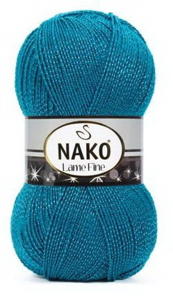 Fir de tricotat sau crosetat - Fire tip mohair din acril si poliester metalic NAKO LAME FINE BLEO 10328