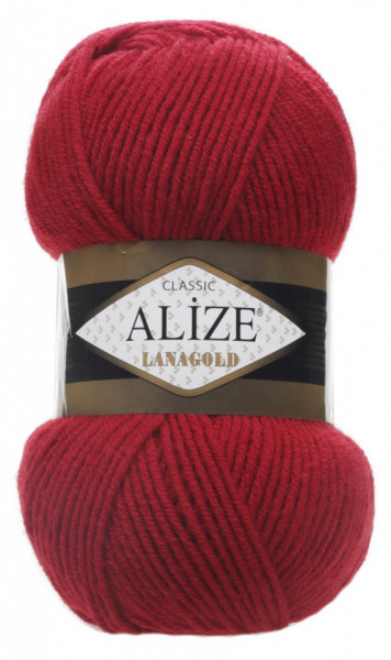 Fir de tricotat sau crosetat - Fire tip mohair din lana 49% si acril 51% Alize Lanagold Rosu 56