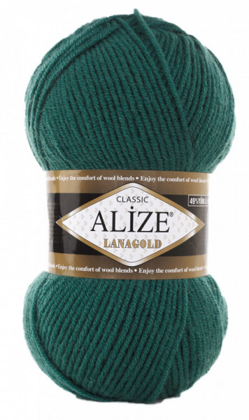 Fir de tricotat sau crosetat - Fire tip mohair din lana 49% si acril 51% Alize Lanagold Verde 507 - Img 2