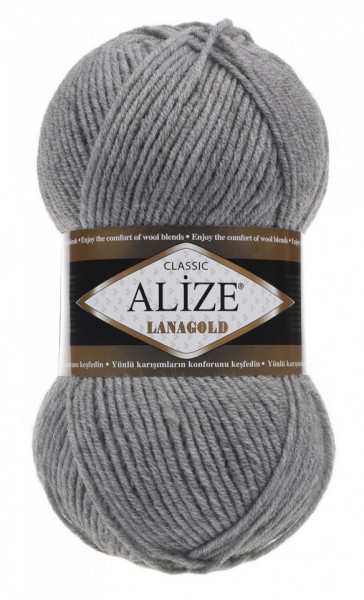 Fir de tricotat sau crosetat - Fire tip mohair din lana 49% si acril 51% Alize Lanagold Gri 21