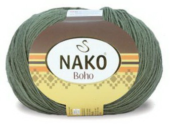 Fir de tricotat sau crosetat - Fire tip mohair din lana si polyamida Nako BOHO VERDE 12537