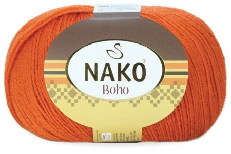 Fir de tricotat sau crosetat - Fire tip mohair din lana si polyamida Nako BOHO PORTOCALIU 6963