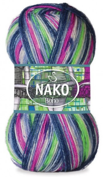 Fir de tricotat sau crosetat - Fire tip mohair din lana si polyamida Nako BOHO mix 32451