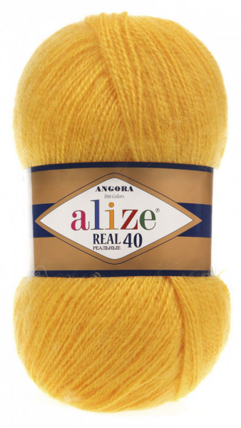 Fir de tricotat sau crosetat - Fire tip mohair din acril Alize Angora Real 40 Galben 216