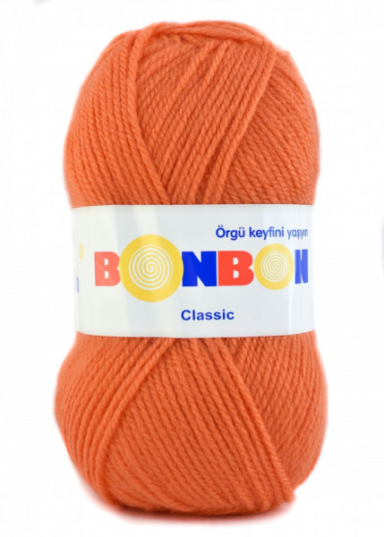 Fir de tricotat sau crosetat - Fire tip mohair din acril BONBON CLASIC PORTOCALIU 98323