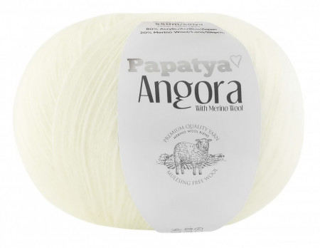 Fir de tricotat sau crosetat - Fire tip mohair din acril Kamgarn Papatya Angora CREAM 1200