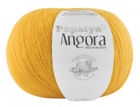Fir de tricotat sau crosetat - Fire tip mohair din acril Kamgarn Papatya Angora GALBEN 8740