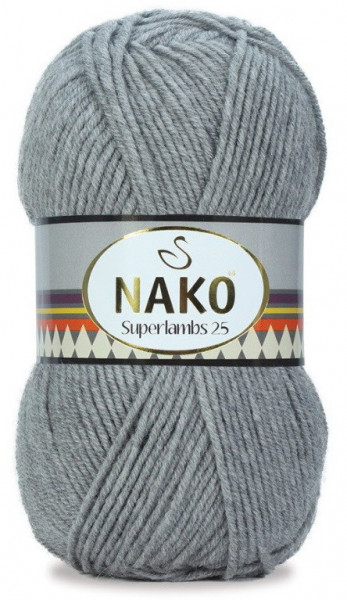 Fir de tricotat sau crosetat - Fire tip mohair din lana 25% si acril 75% Nako Superlambs 25 GRI 2264