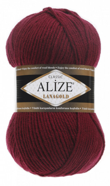 Fir de tricotat sau crosetat - Fire tip mohair din lana 49% si acril 51% Alize Lanagold Grena 57