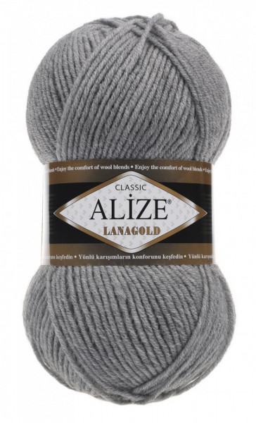 Fir de tricotat sau crosetat - Fire tip mohair din lana 49% si acril 51% Alize Lanagold Gri 21 - Img 2