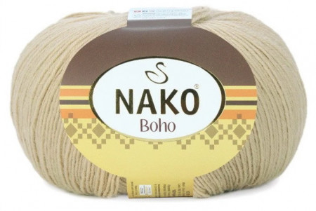 Fir de tricotat sau crosetat - Fire tip mohair din lana si polyamida Nako BOHO BEJ 12534
