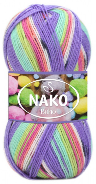 Fir de tricotat sau crosetat - Fire tip mohair din lana si polyamida Nako BOHO mix 81927