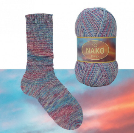 Fir de tricotat sau crosetat - Fire tip mohair din lana si polyamida Nako BOHO mix 87726