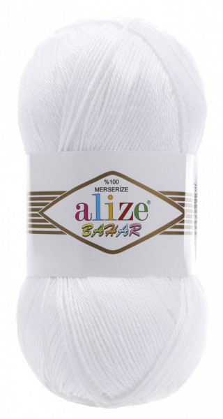 Fir de tricotat sau crosetat - Fir BUMBAC 100% ALIZE BAHAR ALB 55