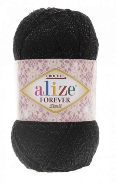 Fir de tricotat sau crosetat - Fir microfibra ALIZE FOREVER SIMLI NEGRU 60