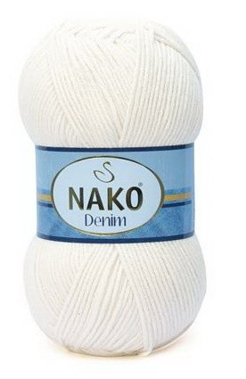 Fir de tricotat sau crosetat - FIR NAKO DENIM ALB 11572