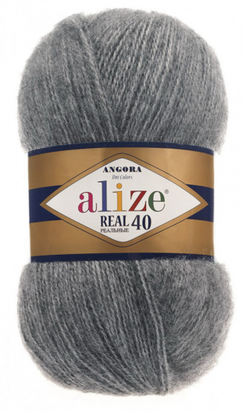 Fir de tricotat sau crosetat - Fire tip mohair din acril Alize Angora Real 40 Gri melanj 182