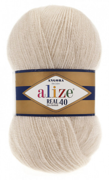 Fir de tricotat sau crosetat - Fire tip mohair din acril Alize Angora Real 40 Cream 67