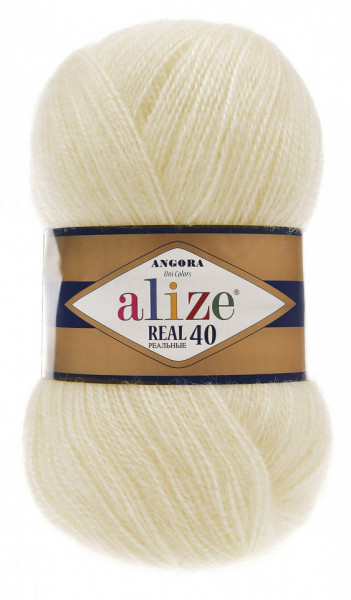 Fir de tricotat sau crosetat - Fire tip mohair din acril Alize Angora Real 40 Cream 01