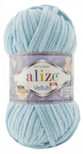 Fir de tricotat sau crosetat - Fire tip mohair din acril ALIZE VELLUTO AZUR 414