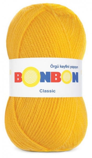 Fir de tricotat sau crosetat - Fire tip mohair din acril BONBON CLASIC GALBEN 98217