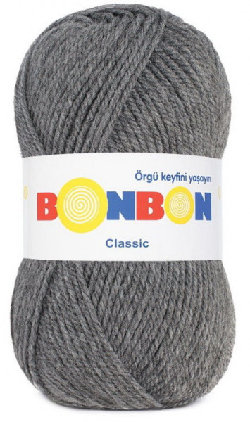 Fir de tricotat sau crosetat - Fire tip mohair din acril BONBON CLASIC GRI 98535