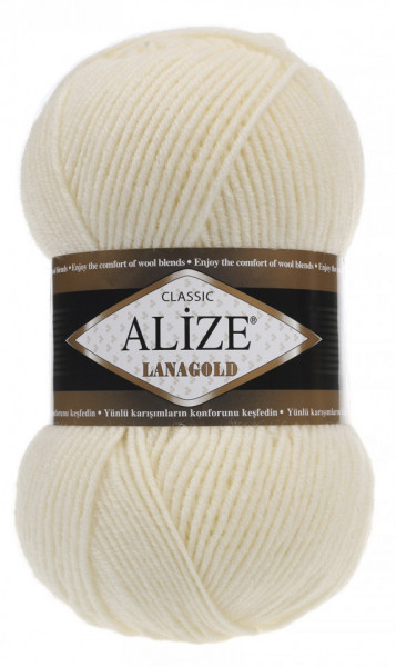 Fir de tricotat sau crosetat - Fire tip mohair din lana 49% si acril 51% Alize Lanagold Cream 01
