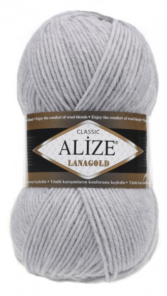 Fir de tricotat sau crosetat - Fire tip mohair din lana 49% si acril 51% Alize Lanagold Gri 684
