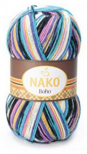 Fir de tricotat sau crosetat - Fire tip mohair din lana si polyamida Nako BOHO mix 81264