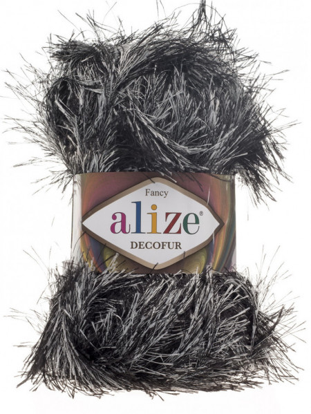 Fir de tricotat sau crosetat - FANCY - ALIZE DECOFUR NEGRU + ALB 1378