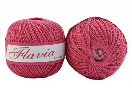 Fir de tricotat sau crosetat - Fire Bumbac 100% FLAVIA ROMANOFIR BOBINA ROZ 1212 - Img 2