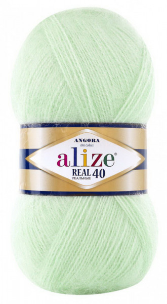 Fir de tricotat sau crosetat - Fire tip mohair din acril Alize Angora Real 40 Vernil 842