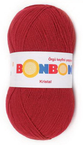 Fir de tricotat sau crosetat - Fire tip mohair din acril BONBON KRISTAL rosu 98237