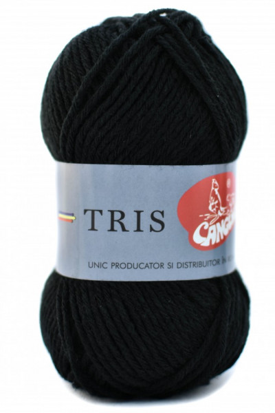 Fir de tricotat sau crosetat - Fire tip mohair din acril CANGURO - TRIS NEGRU 340