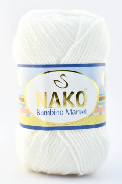 Fir de tricotat sau crosetat - Fire tip mohair din acril Nako Baby MARVEL ALB 208
