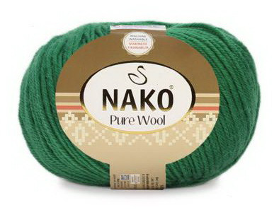 Fir de tricotat sau crosetat - Fire tip mohair din lana 100% Nako PURE WOOL VERDE 12353